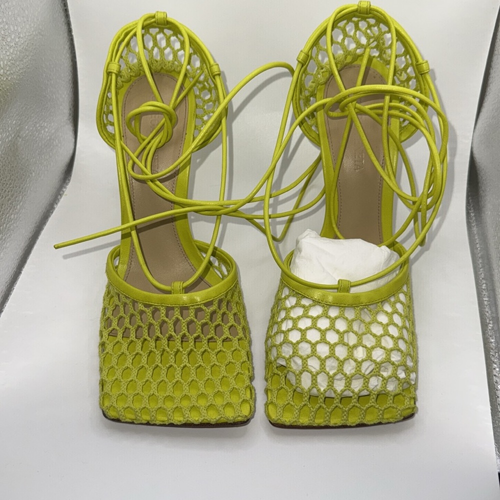 Bottega Veneta Stretch Mesh Lace-Up Heels